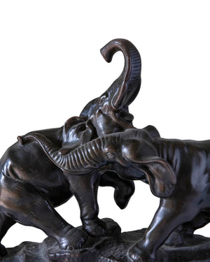 Bronze of elephants fighting