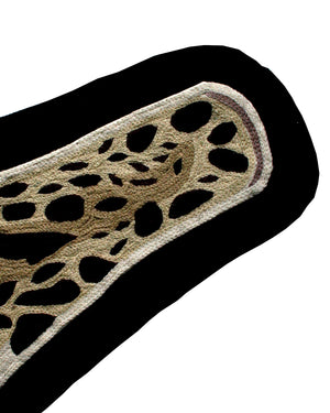 Otomán tapizado con piel de leopardo bordado en lana 100% (Azul Petróleo)