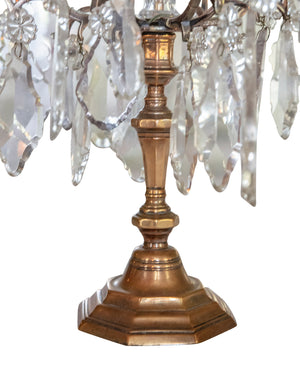 Pareja de girandoles Luis XV de bronce y cristal. Principio siglo XIX