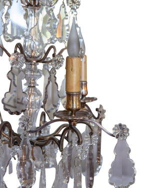 Pareja de girandoles Luis XV de bronce y cristal. Principio siglo XIX
