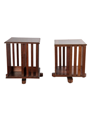 Pair of revolving bookcase tables. Beginning of the XXth century