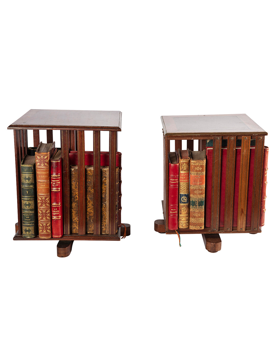 Pair of revolving bookcase tables. Beginning of the XXth century
