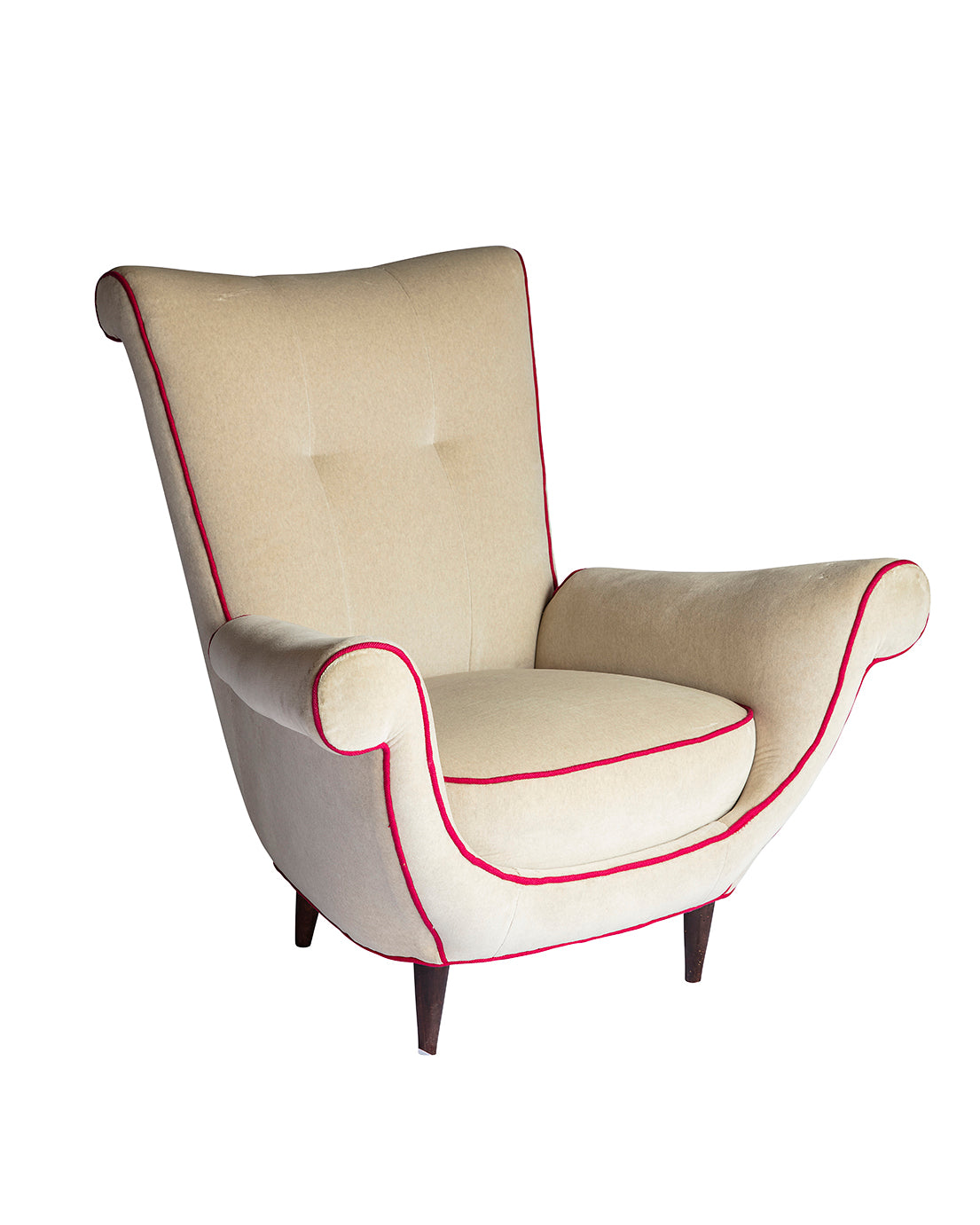 Grey velvet armchair from ISA Bergamo. Italy, 1960s