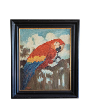 Papagayo pintado en óleo sobre lienzo firmado. C. Behr. 1944