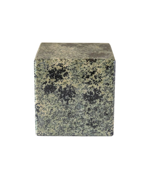 Marble cube with green and black strokes