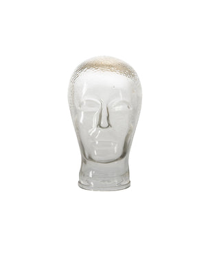 Glass head sculpture in transparent color