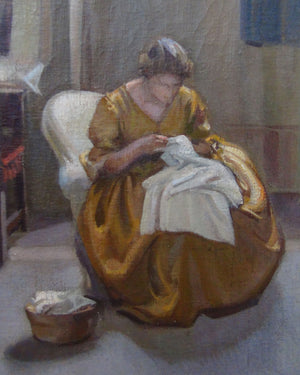 Painting "The Seamstress". Spain. Salvador Tuset