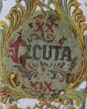 Juego de tres frascos de farmacia de cristal veneciano (Laurus - Cajeput - Cicuta). Final siglo XIX - principios siglo XX
