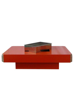 Steel coffee table lacquered in tile color, Alveo model, Willy Rizzo. Italy. 1970s