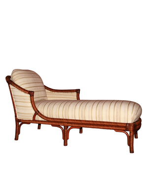 Rattan and leather vintage chaise longue