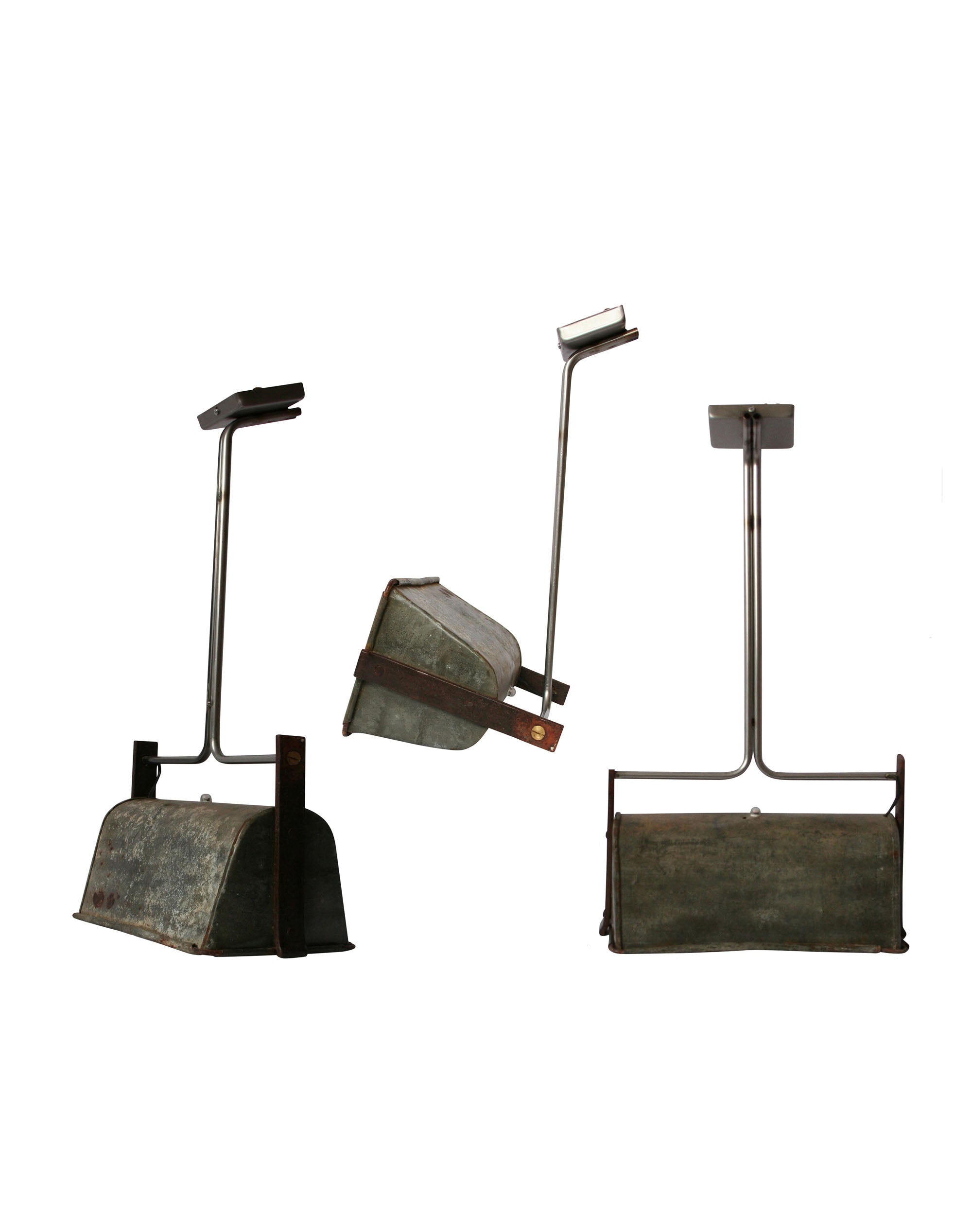 Set of three sconces made with metal buckets