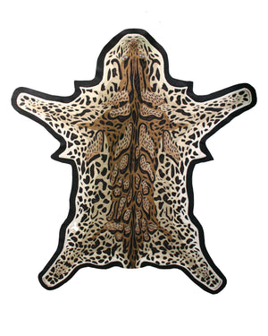Otomán tapizado con piel de leopardo bordado en lana 100% (Paprika)