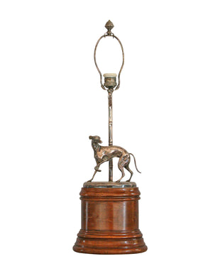 Lámpara con escultura de perro en bronce plateado