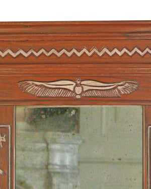 Pair of mirrors with carved wooden frame with Egyptian representations (Egyptomania)