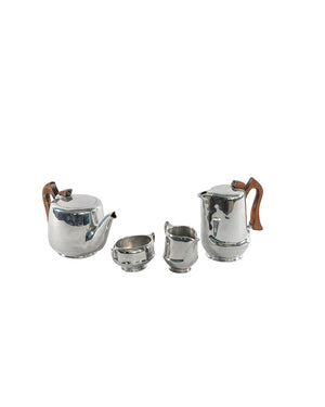 Coffee set in silver with wooden handles, 1960s