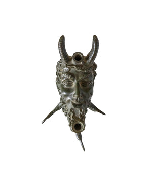 Bronze oil lamp shaped like a satyr with claw-shaped base