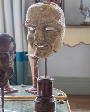 Wooden mask with stand pedestal