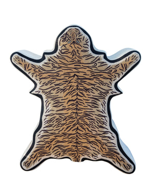Otomán tapizado con piel de tigre bordado en lana 100% (Marsala)