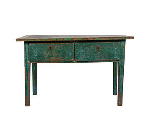 Polychrome green and blue table