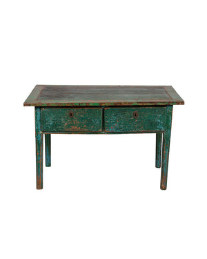 Polychrome green and blue table