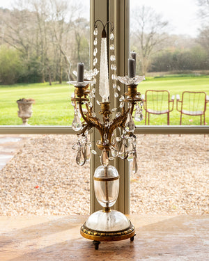 Pair of candelabra with rock crystals