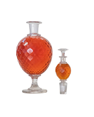Gran perfumero doble de cristal de Bacarrat de color ámbar