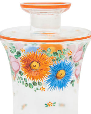 Pareja de frascos de cristal pintados con flores