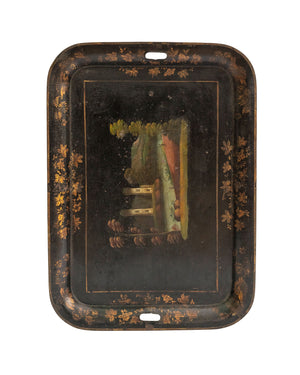 Painted sheet of metal tray. XIXth century