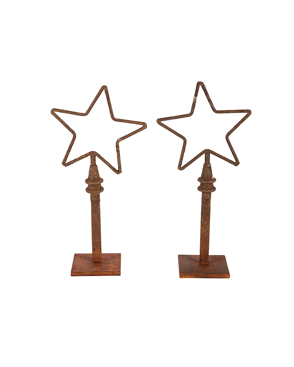 Pair of star-shaped iron sculptures
