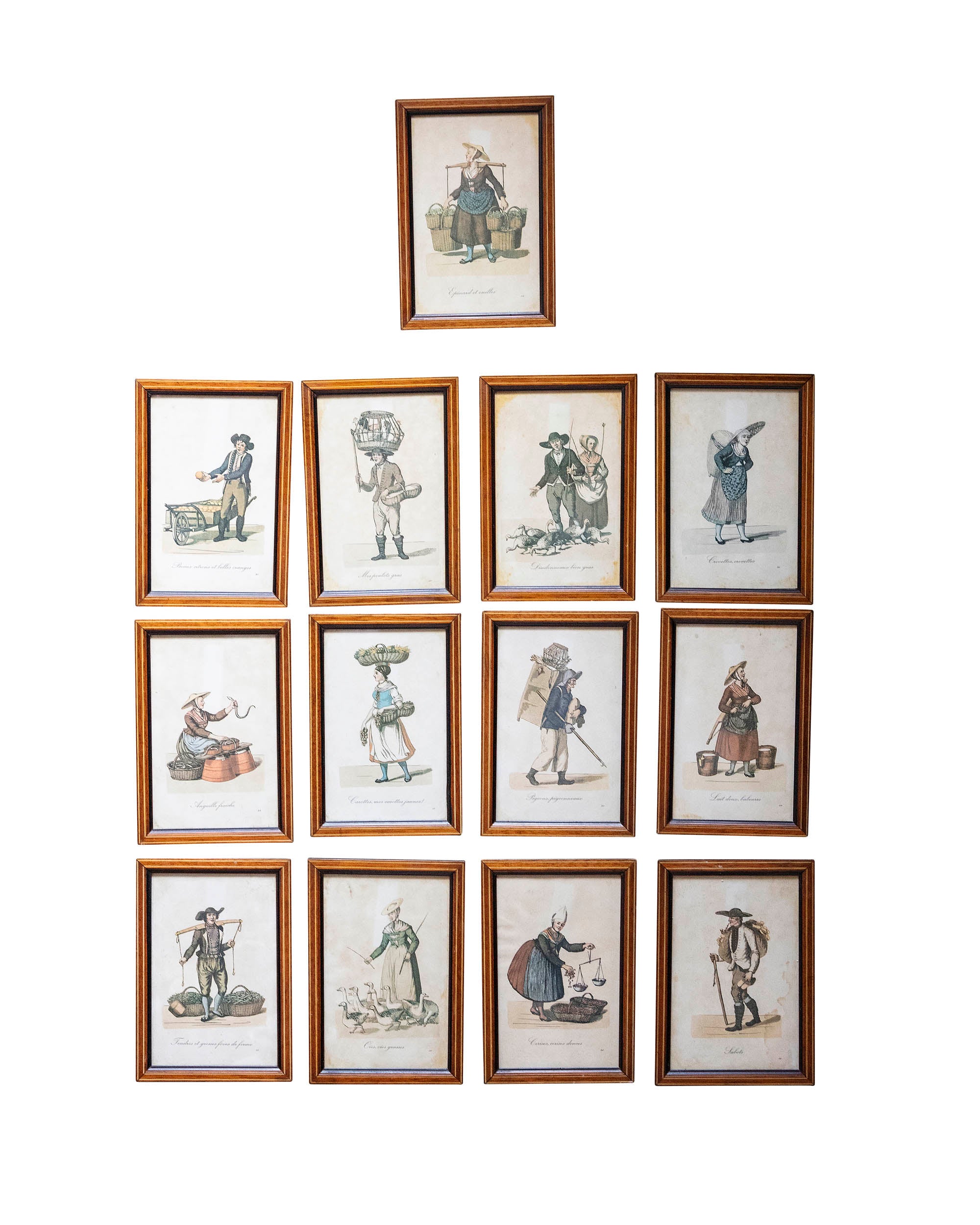 Serie de trece grabados en miniatura de antiguos oficios
