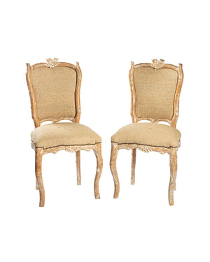 Set of six chairs in silk by Billy Baldwin. Beginning of the XXth century