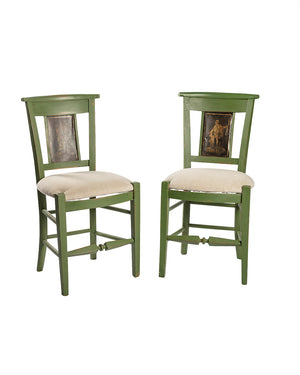 Set of six Empire style green chairs