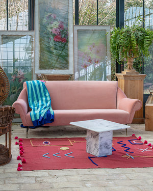 Italian sofa upholstered in pink velvet, 1950s