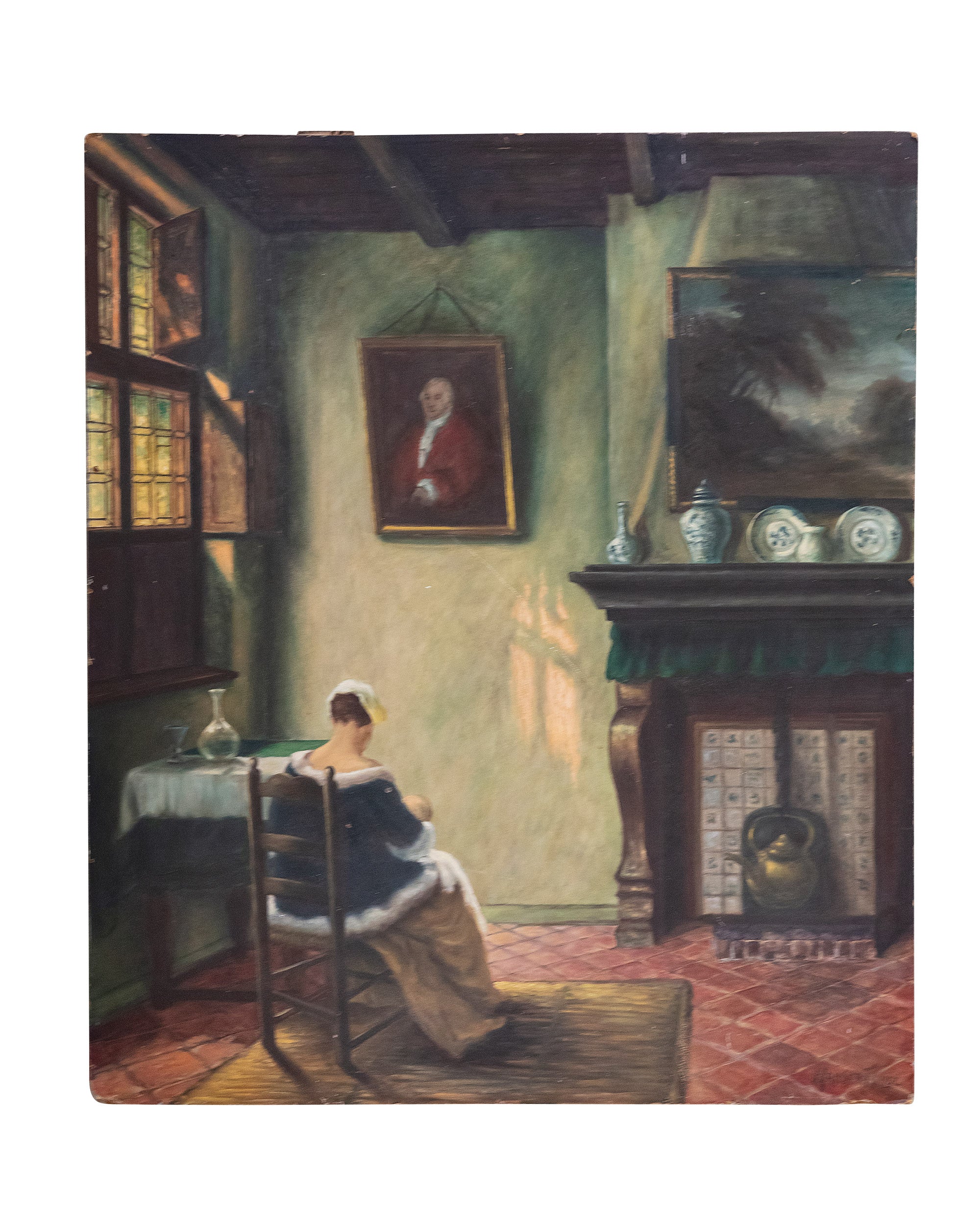 Woman sewing on canvas. Wansert. 1952