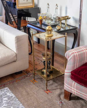 Neoclassical style side table made of brass with double tray