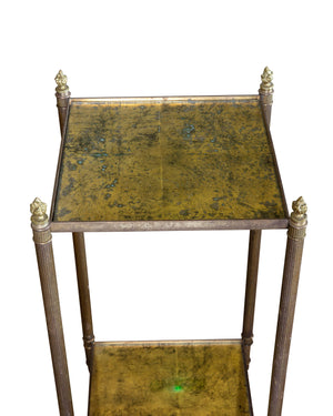 Table d'appoint de style néoclassique en laiton avec double plateau