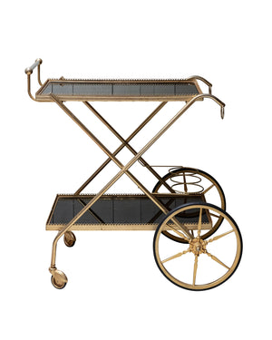 Brass and black glass trolley. 1960