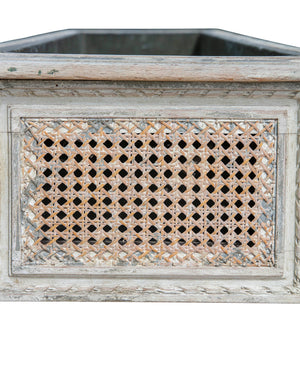 Planter Louis XVI’s style made of polychromed wood with rattan wickerwork