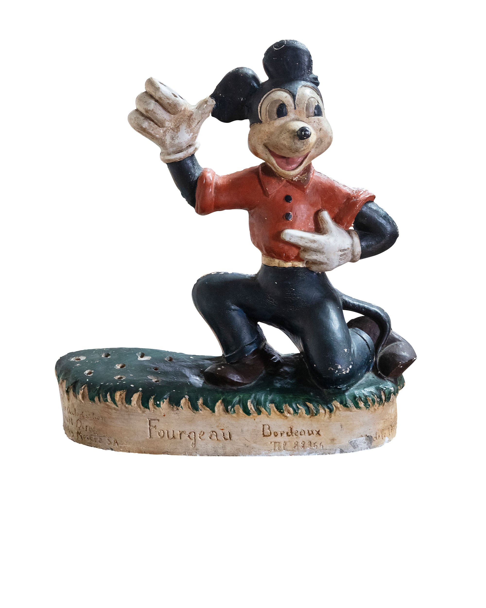 Mickey Mouse statue made of plaster to display lollipops. Year 1930/1940