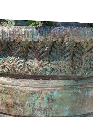 Pair of ancient flowerpot, bronze and patinated